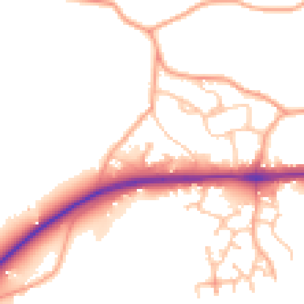 Daytime road noise heatmap for WR2 4TR