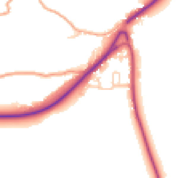 Daytime road noise heatmap for WR2 4TS