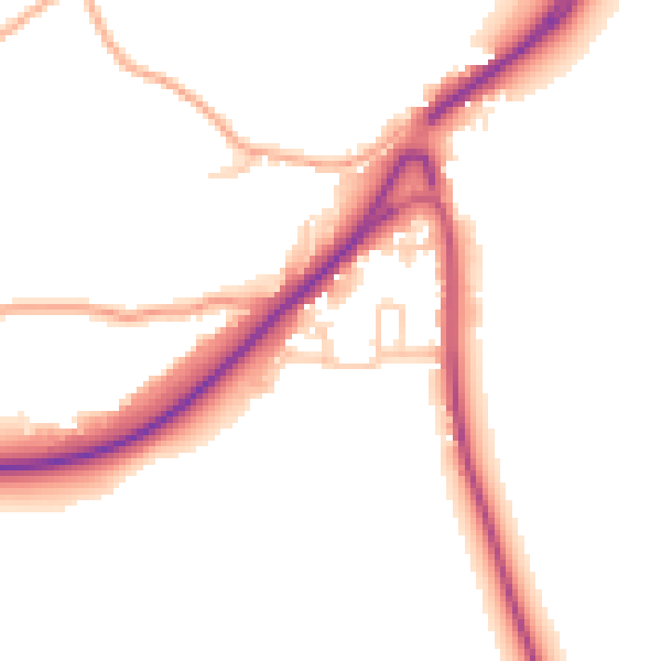 Daytime road noise heatmap for WR2 4TU