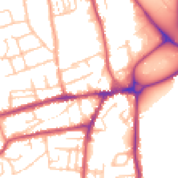 Daytime road noise heatmap for WR2 5AX