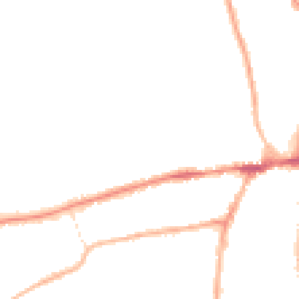 Night-time road noise heatmap for WR2 5DE