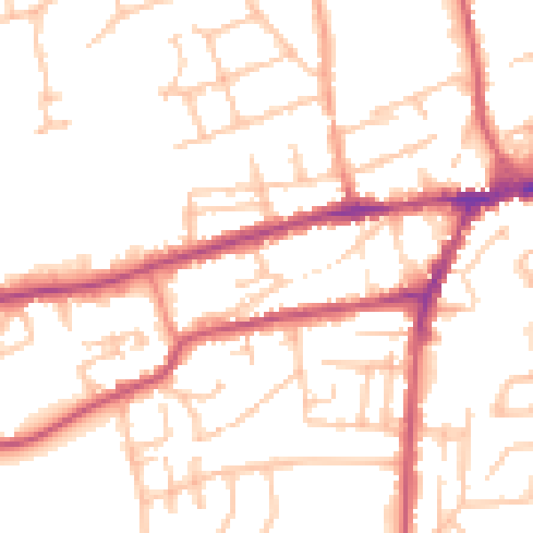 Daytime road noise heatmap for WR2 5DW