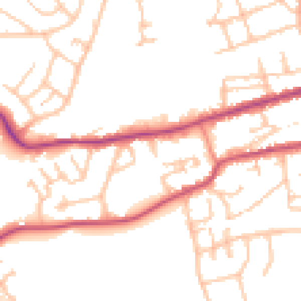 Daytime road noise heatmap for WR2 5ED