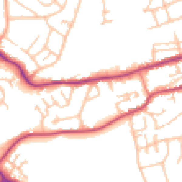 Daytime road noise heatmap for WR2 5EP