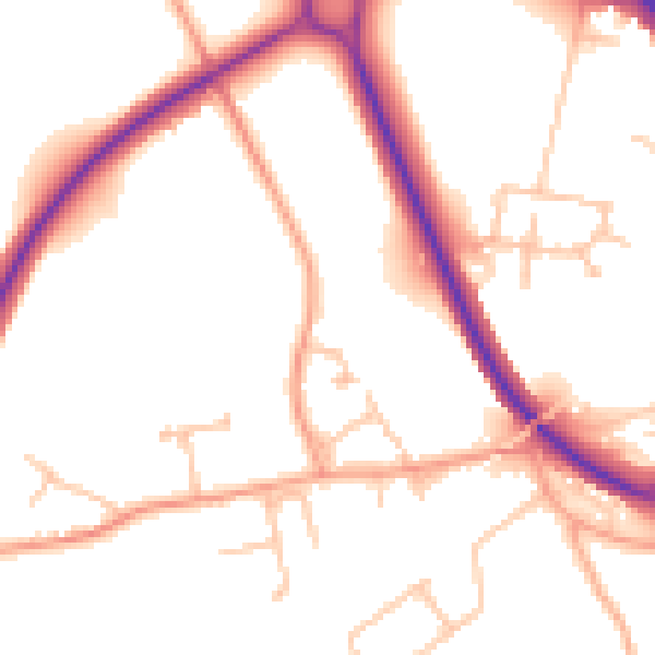 Daytime road noise heatmap for WR2 5FL