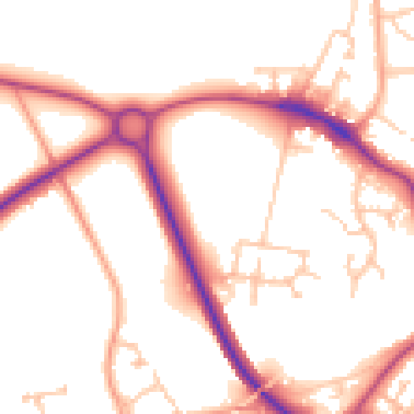 Daytime road noise heatmap for WR2 5FP