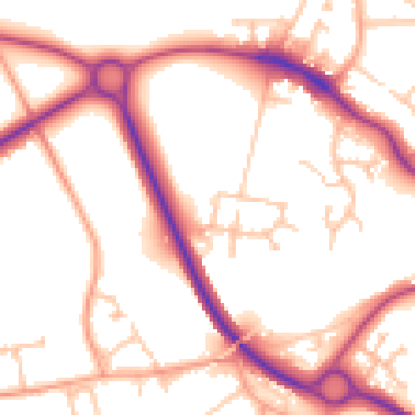 Daytime road noise heatmap for WR2 5FY
