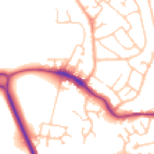 Daytime road noise heatmap for WR2 5GF