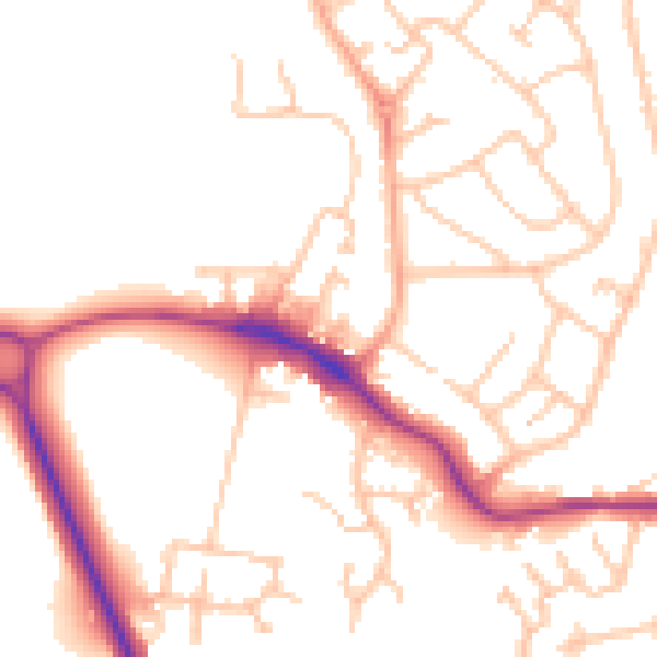 Daytime road noise heatmap for WR2 5GH
