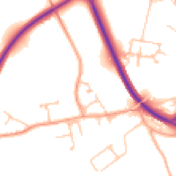 Daytime road noise heatmap for WR2 5GU