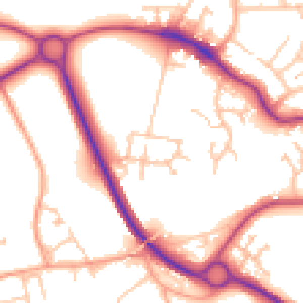 Daytime road noise heatmap for WR2 5GW