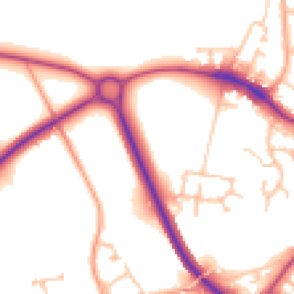 Daytime road noise heatmap for WR2 5GY
