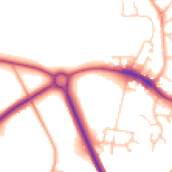 Daytime road noise heatmap for WR2 5GZ