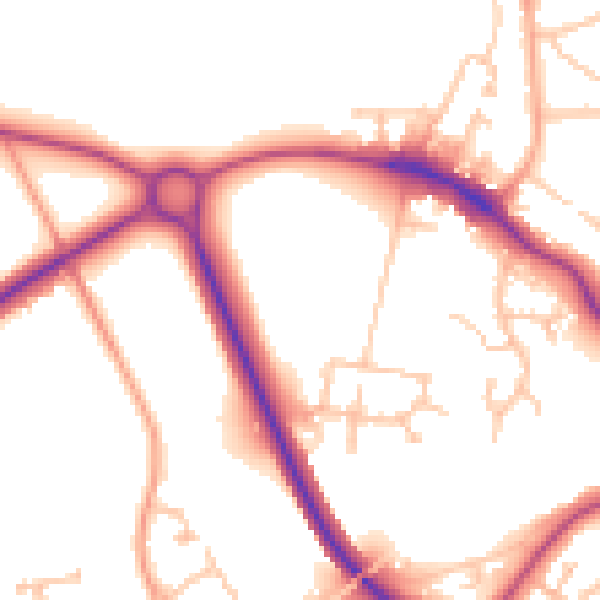 Daytime road noise heatmap for WR2 5JJ