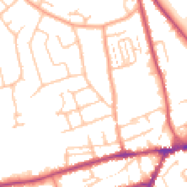 Daytime road noise heatmap for WR2 5LP