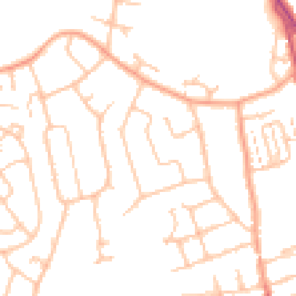 Daytime road noise heatmap for WR2 5NQ