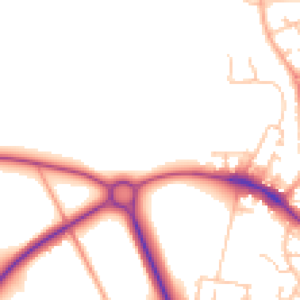 Daytime road noise heatmap for WR2 5PW