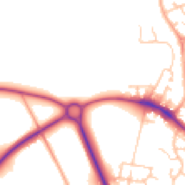 Daytime road noise heatmap for WR2 5QG
