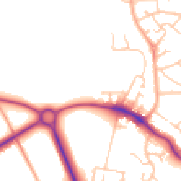 Daytime road noise heatmap for WR2 5RG