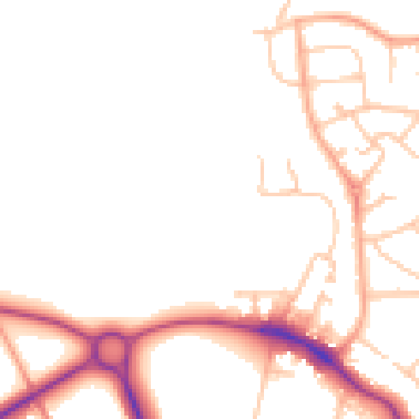 Daytime road noise heatmap for WR2 5SG