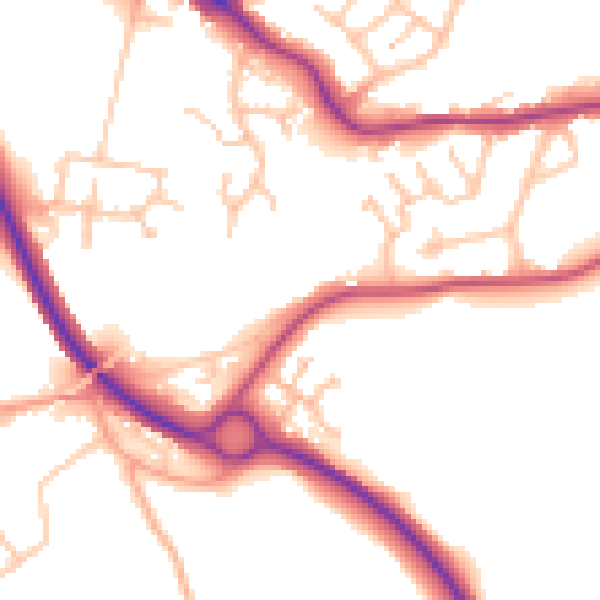 Daytime road noise heatmap for WR2 5SH