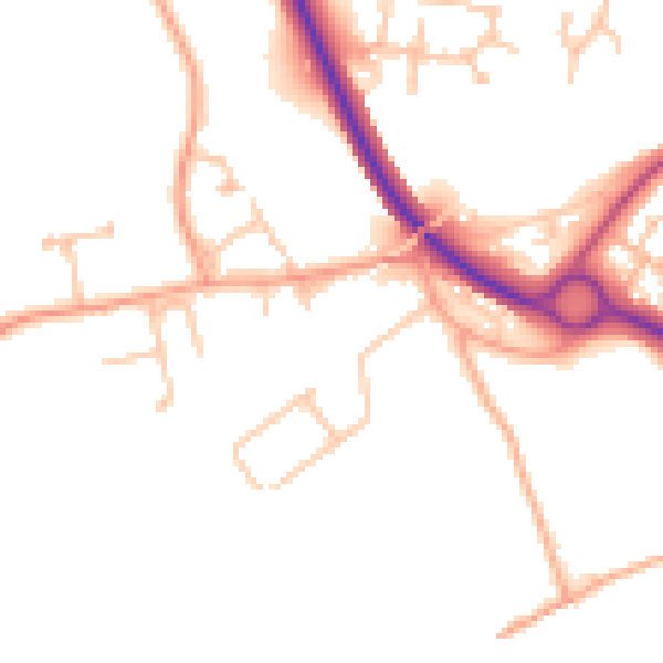 Daytime road noise heatmap for WR2 5SN