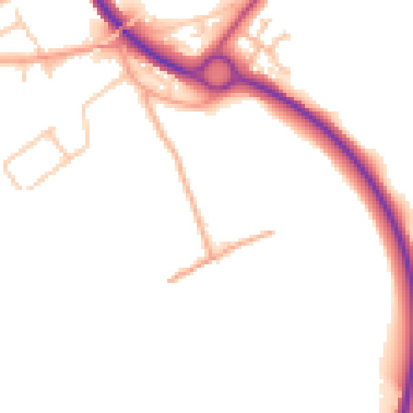 Daytime road noise heatmap for WR2 5SU