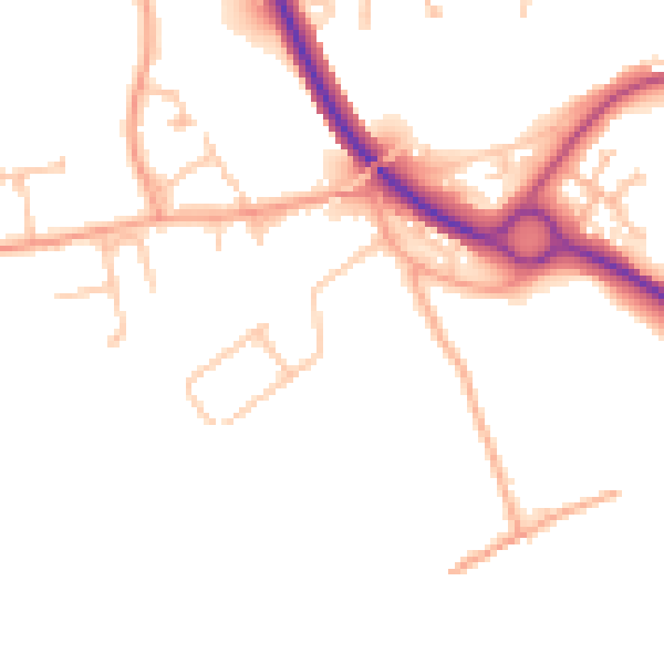 Daytime road noise heatmap for WR2 5SW