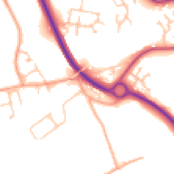 Daytime road noise heatmap for WR2 5SX