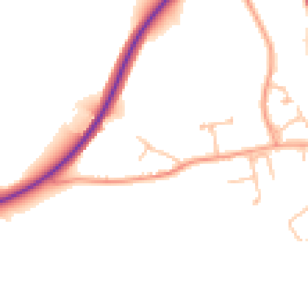 Daytime road noise heatmap for WR2 5TE