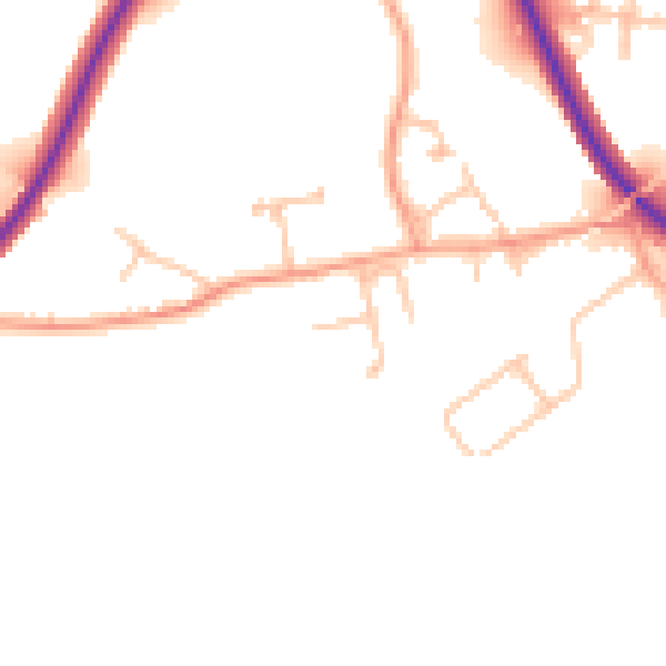 Daytime road noise heatmap for WR2 5TF