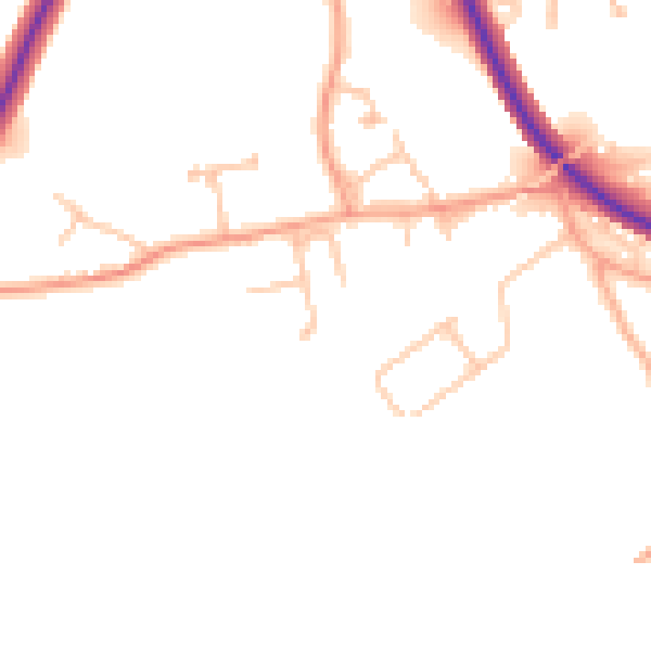 Daytime road noise heatmap for WR2 5TG