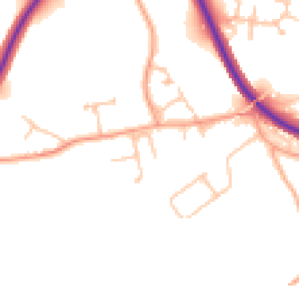 Daytime road noise heatmap for WR2 5TH