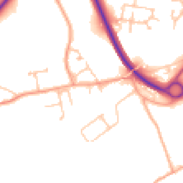 Daytime road noise heatmap for WR2 5TL