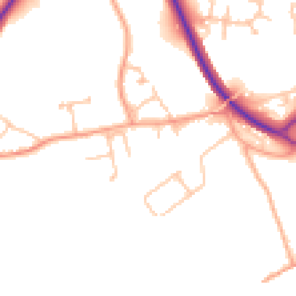 Daytime road noise heatmap for WR2 5TQ