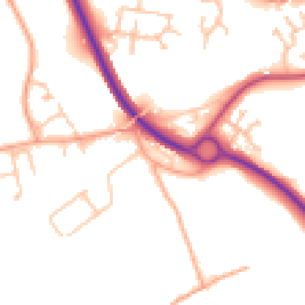 Daytime road noise heatmap for WR2 5TS