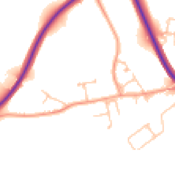 Daytime road noise heatmap for WR2 5TW