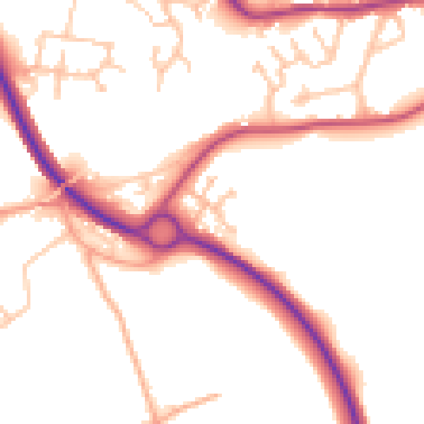 Daytime road noise heatmap for WR2 5TZ