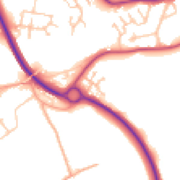 Daytime road noise heatmap for WR2 5UJ