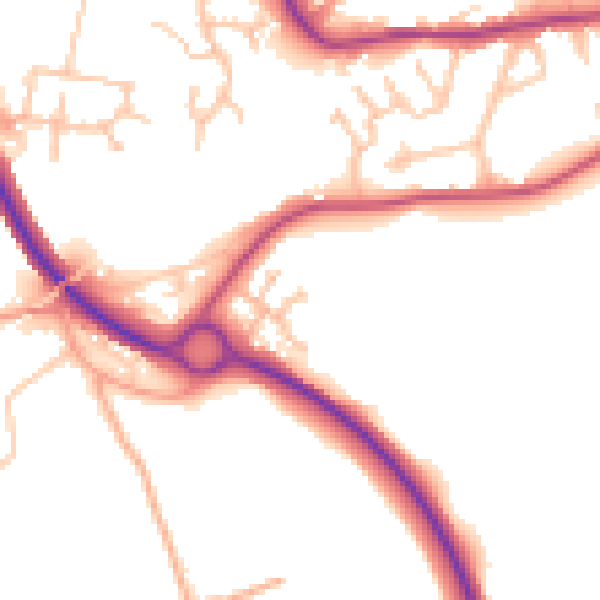 Daytime road noise heatmap for WR2 5UL