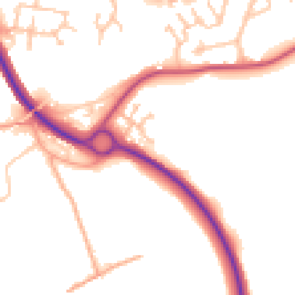 Daytime road noise heatmap for WR2 5UN