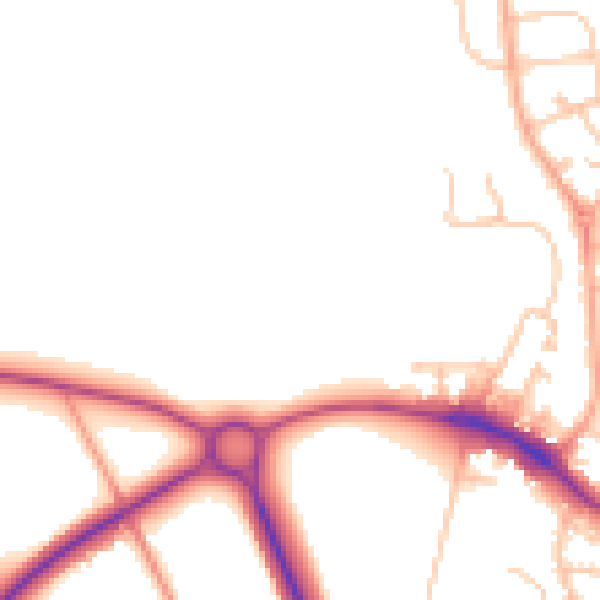 Daytime road noise heatmap for WR2 5UP