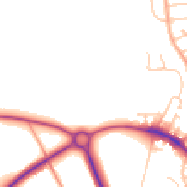 Daytime road noise heatmap for WR2 5UR