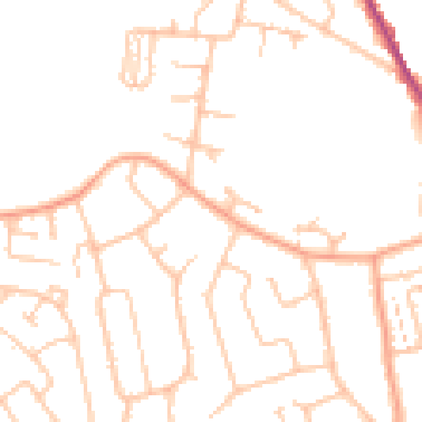 Daytime road noise heatmap for WR2 6AN