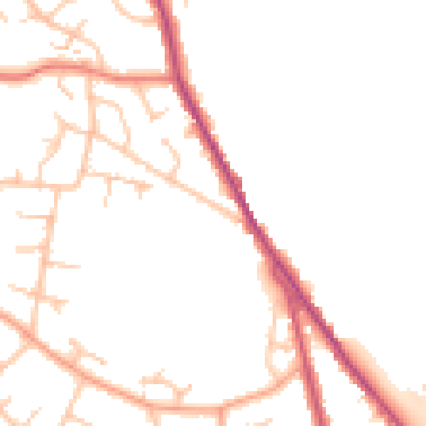 Daytime road noise heatmap for WR2 6BA