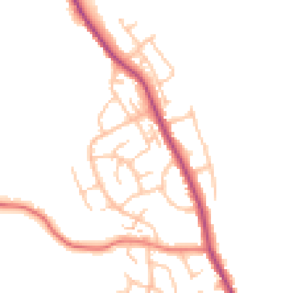 Daytime road noise heatmap for WR2 6EN