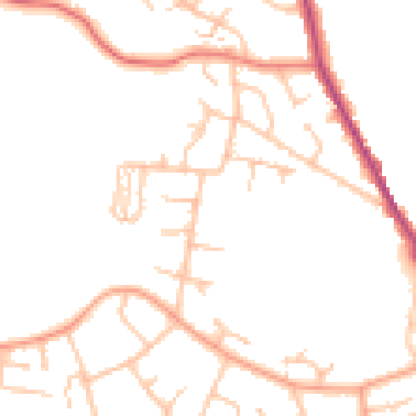 Daytime road noise heatmap for WR2 6JG