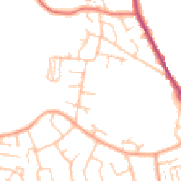 Daytime road noise heatmap for WR2 6JQ