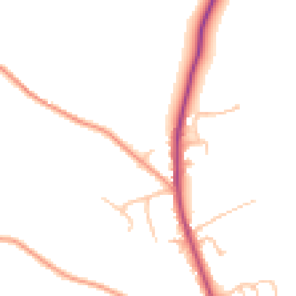 Daytime road noise heatmap for WR2 6NA
