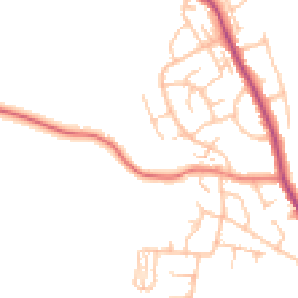 Daytime road noise heatmap for WR2 6RG